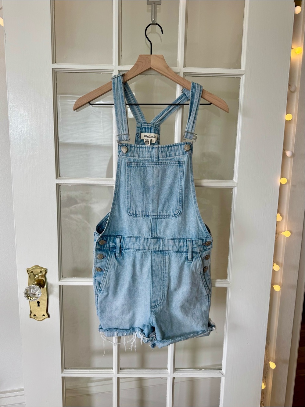 Madewell Light Wash Denim Short Overalls